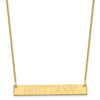 10k Yellow Gold Medium Capitalized ARIAL ROUNDED Bar Necklace