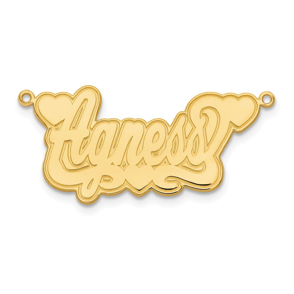 10k Yellow Gold Etched Hearts Name Plate