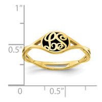 10k Yellow Gold Twisted Band with Epoxy Monogram Ring