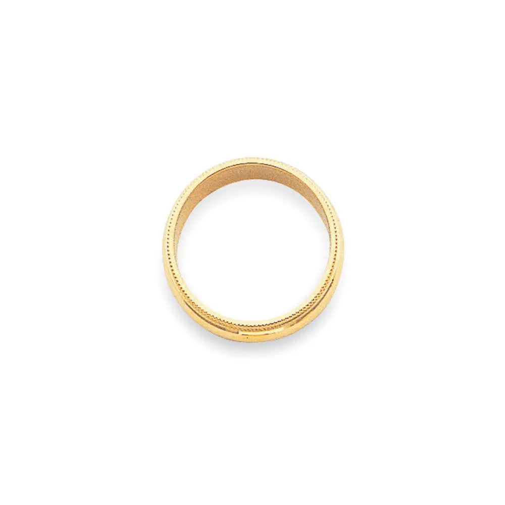 14KY 3mm Milgrain Half Round Band Size 5