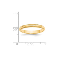 14KY 3mm Milgrain Half Round Band Size 5