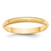 14KY 3mm Milgrain Half Round Band Size 7