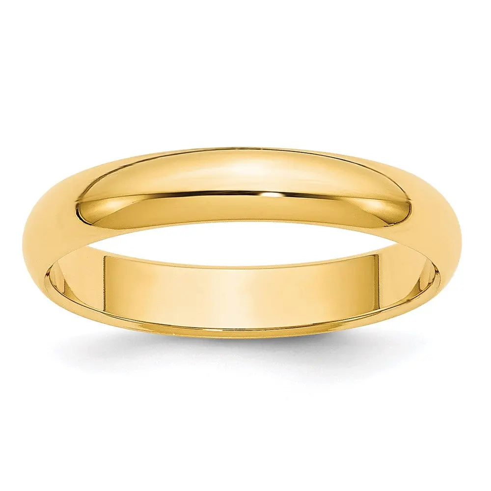 14KY 4mm Half-Round Wedding Band Size 10