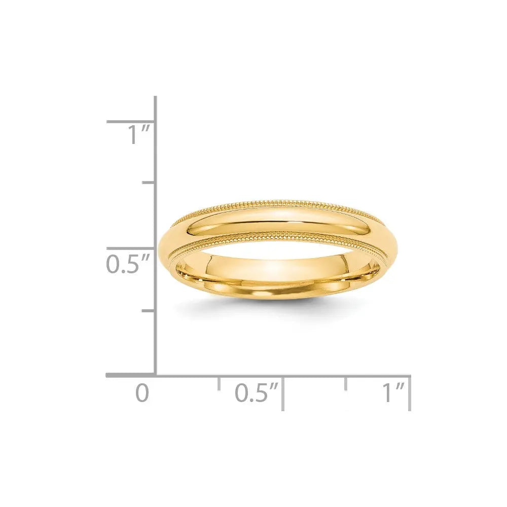 14KY 4mm Milgrain Comfort Fit Band Size 11