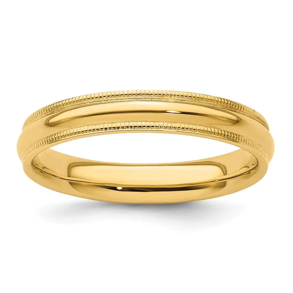 14KY 4mm Milgrain Comfort Fit Band Size 4
