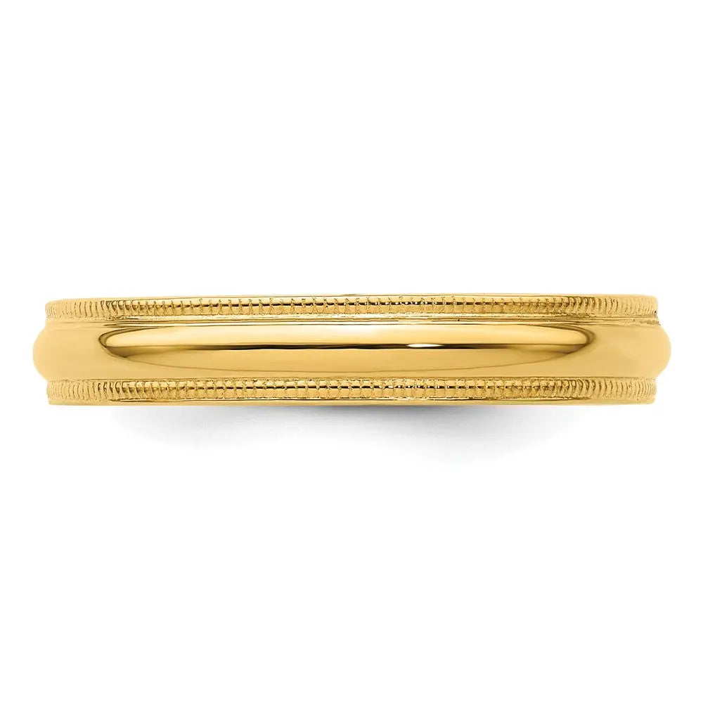 14KY 4mm Milgrain Comfort Fit Band Size 5