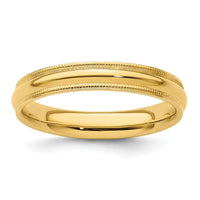 14KY 4mm Milgrain Comfort Fit Band Size 9