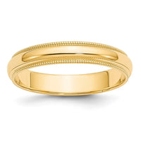 14KY 4mm Milgrain Half Round Band Size 4