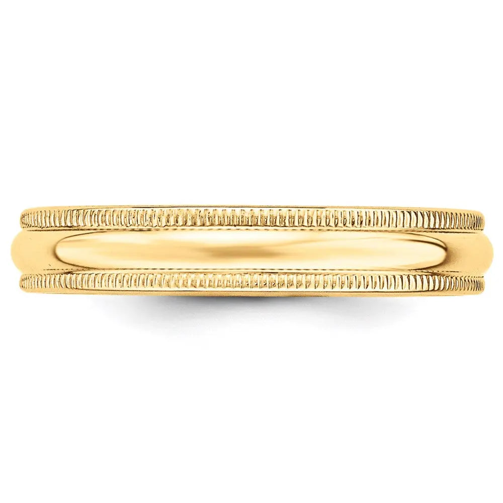 14KY 4mm Milgrain Half Round Band Size 4