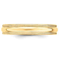 14KY 4mm Milgrain Half Round Band Size 4