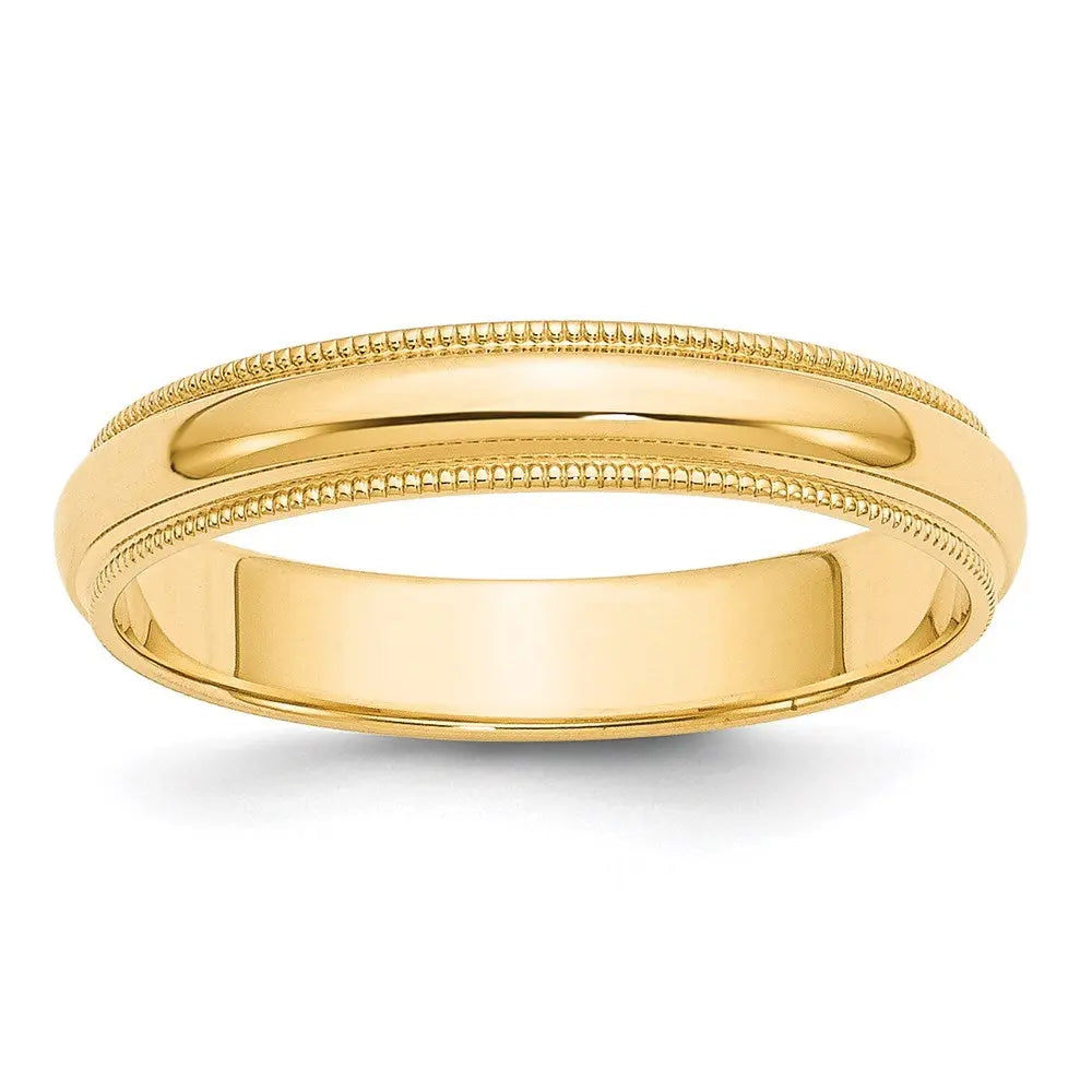 14KY 4mm Milgrain Half Round Band Size 7