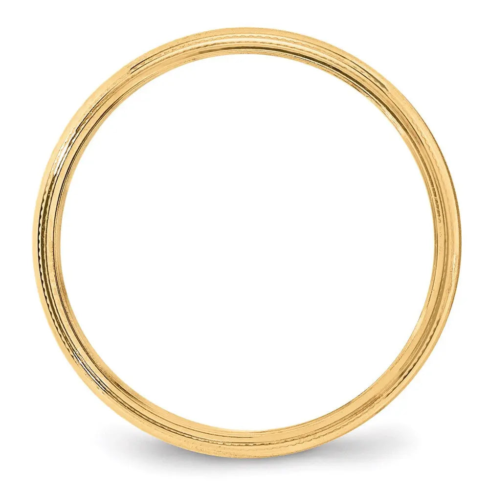 14KY 4mm Milgrain Half Round Band Size 7