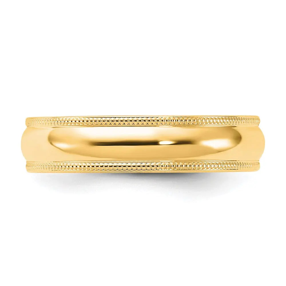 14KY 5mm Milgrain Comfort Fit Band Size 5