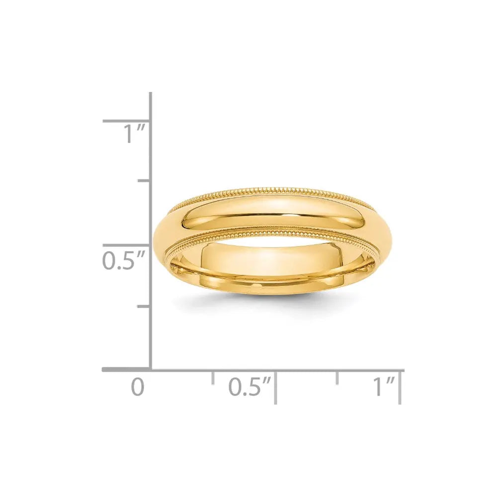 14KY 5mm Milgrain Comfort Fit Band Size 6