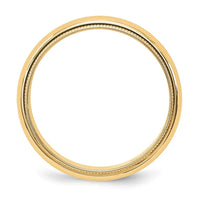 14KY 5mm Milgrain Half Round Band Size 12