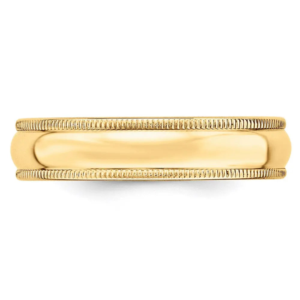 14KY 5mm Milgrain Half Round Band Size 4
