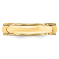 14KY 5mm Milgrain Half Round Band Size 8