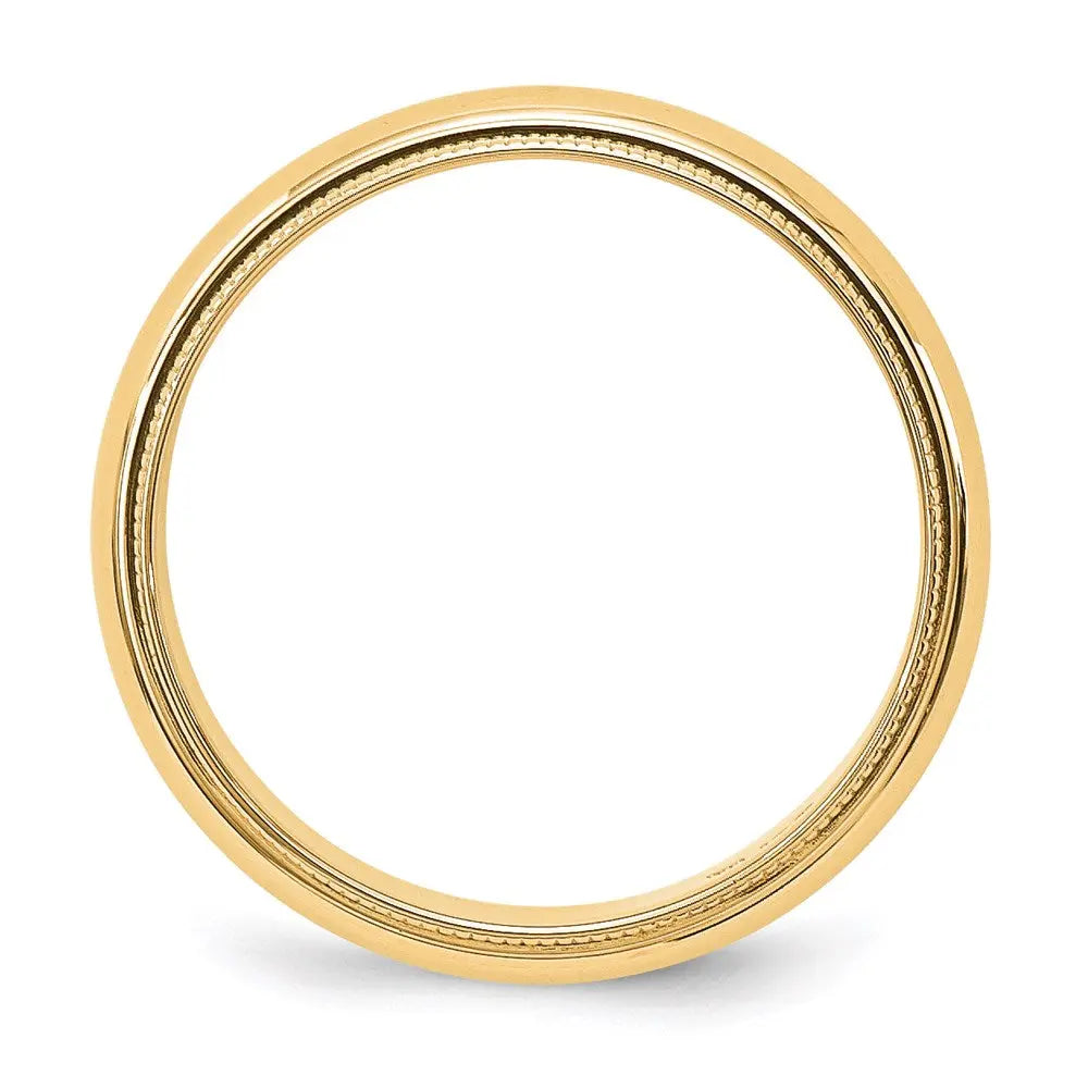 14KY 5mm Milgrain Half Round Band Size 9