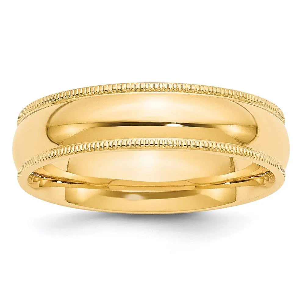 14KY 6mm Milgrain Comfort Fit Band Size 7