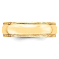 14KY 6mm Milgrain Half Round Band Size 11