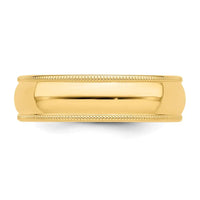 14KY 6mm Milgrain Half Round Band Size 12