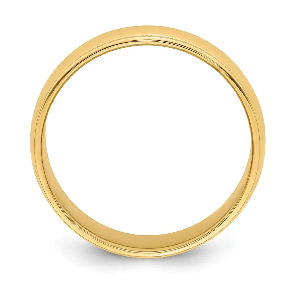 14KY 6mm Milgrain Half Round Band Size 8