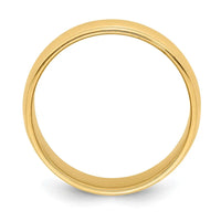 14KY 6mm Milgrain Half Round Band Size 8