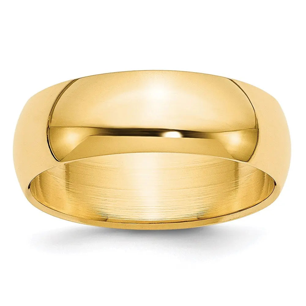 14KY 7mm Half-Round Wedding Band Size 11