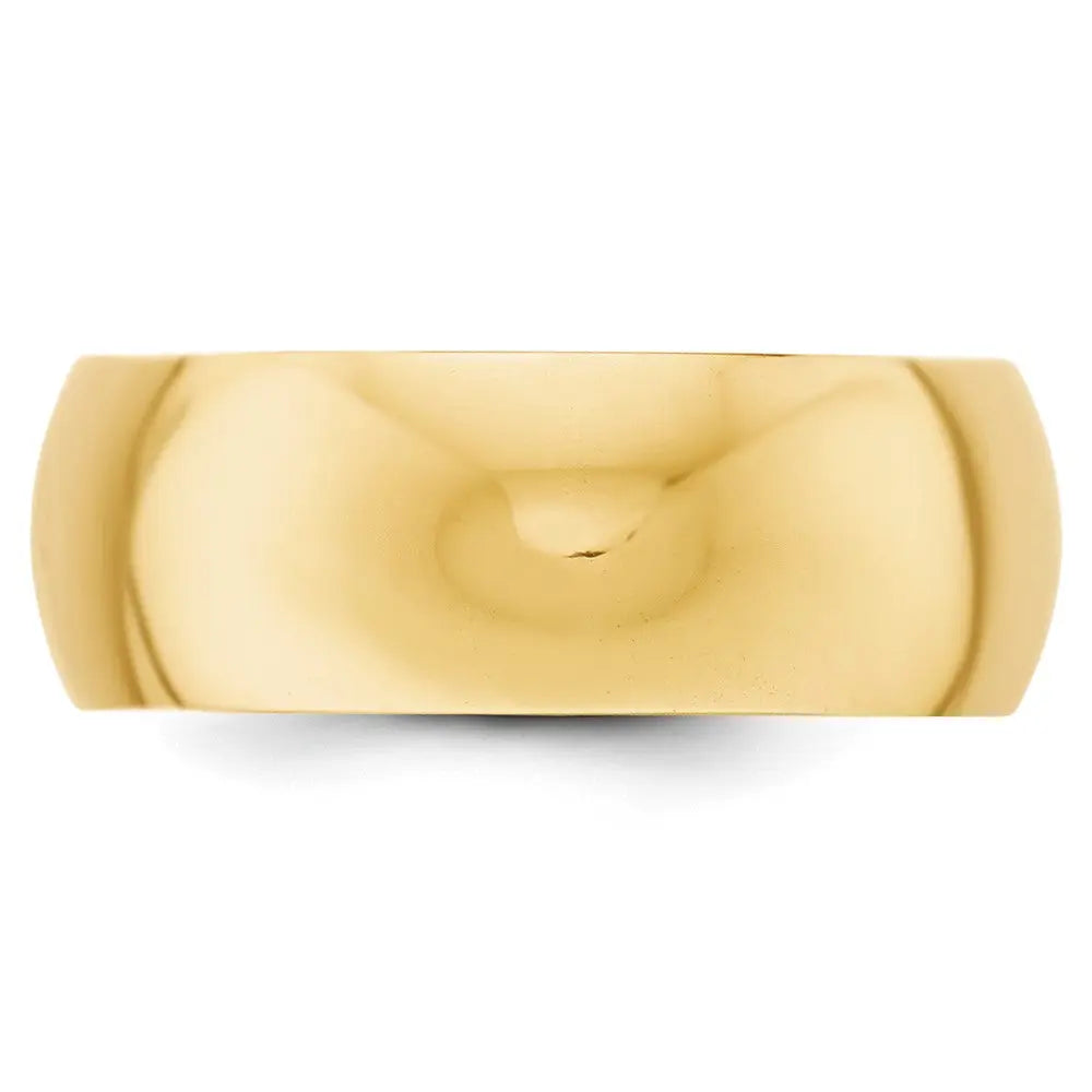 14KY 8mm Half-Round Wedding Band Size 11