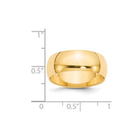 14KY 8mm Half-Round Wedding Band Size 4