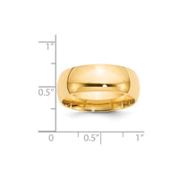14KY 8mm Standard Comfort Fit Wedding Band Size 11