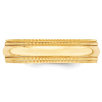 10KY 6mm Double Milgrain Comfort Fit Band Size 10.5