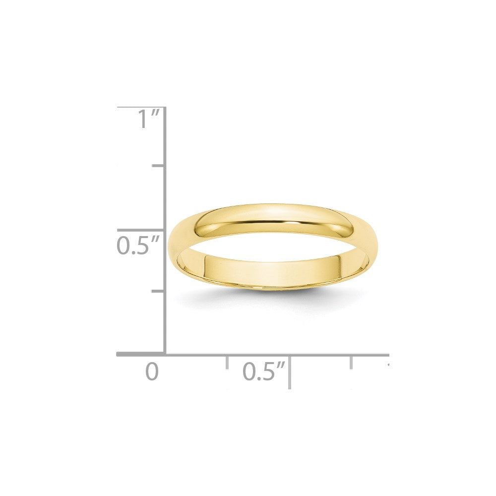10KY 3mm LTW Half Round Band Size 11.5