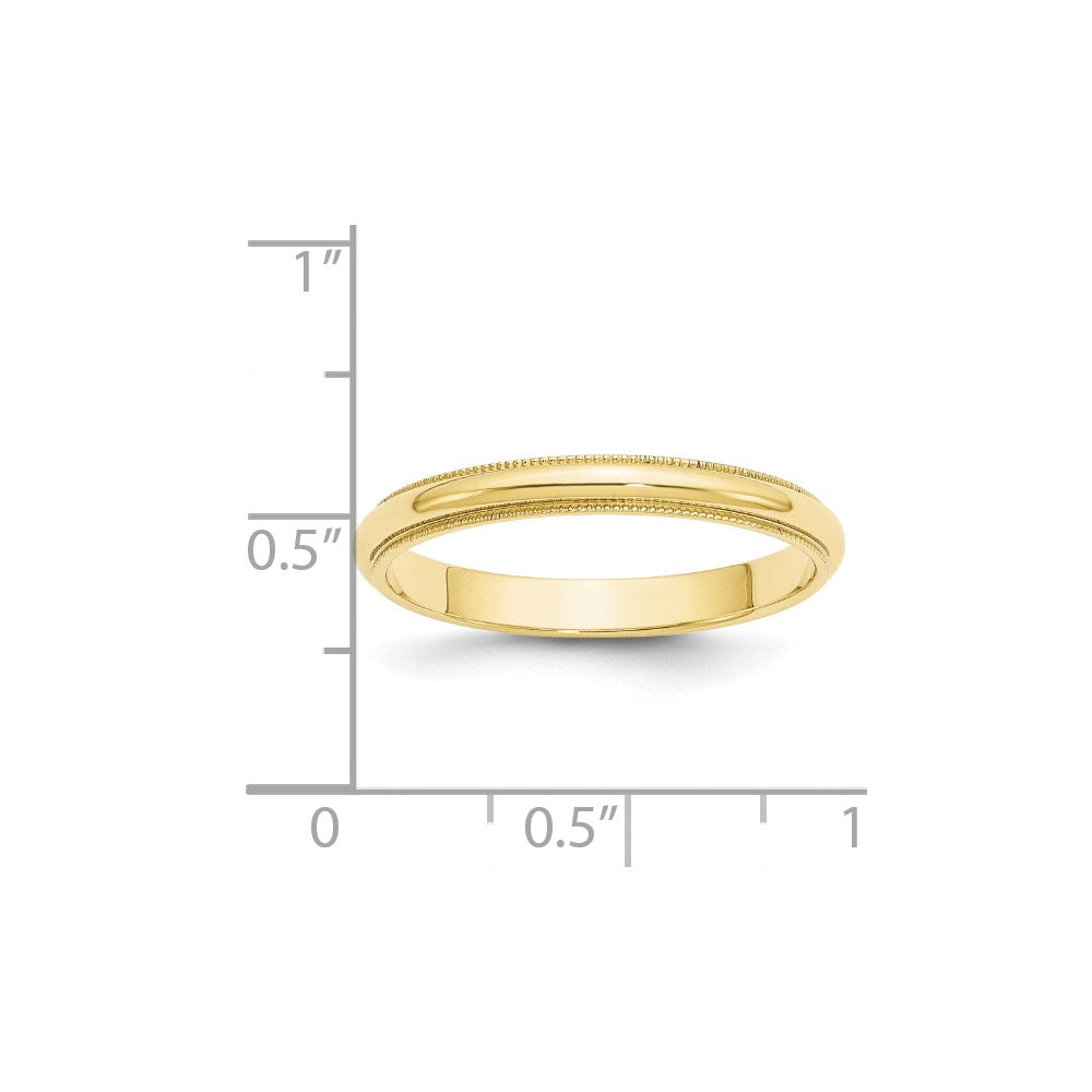 10KY 3mm Milgrain Half Round Band Size 11.5