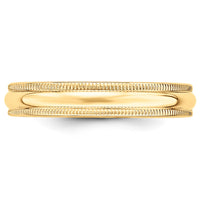 10KY 4mm Milgrain Half Round Band Size 9.5