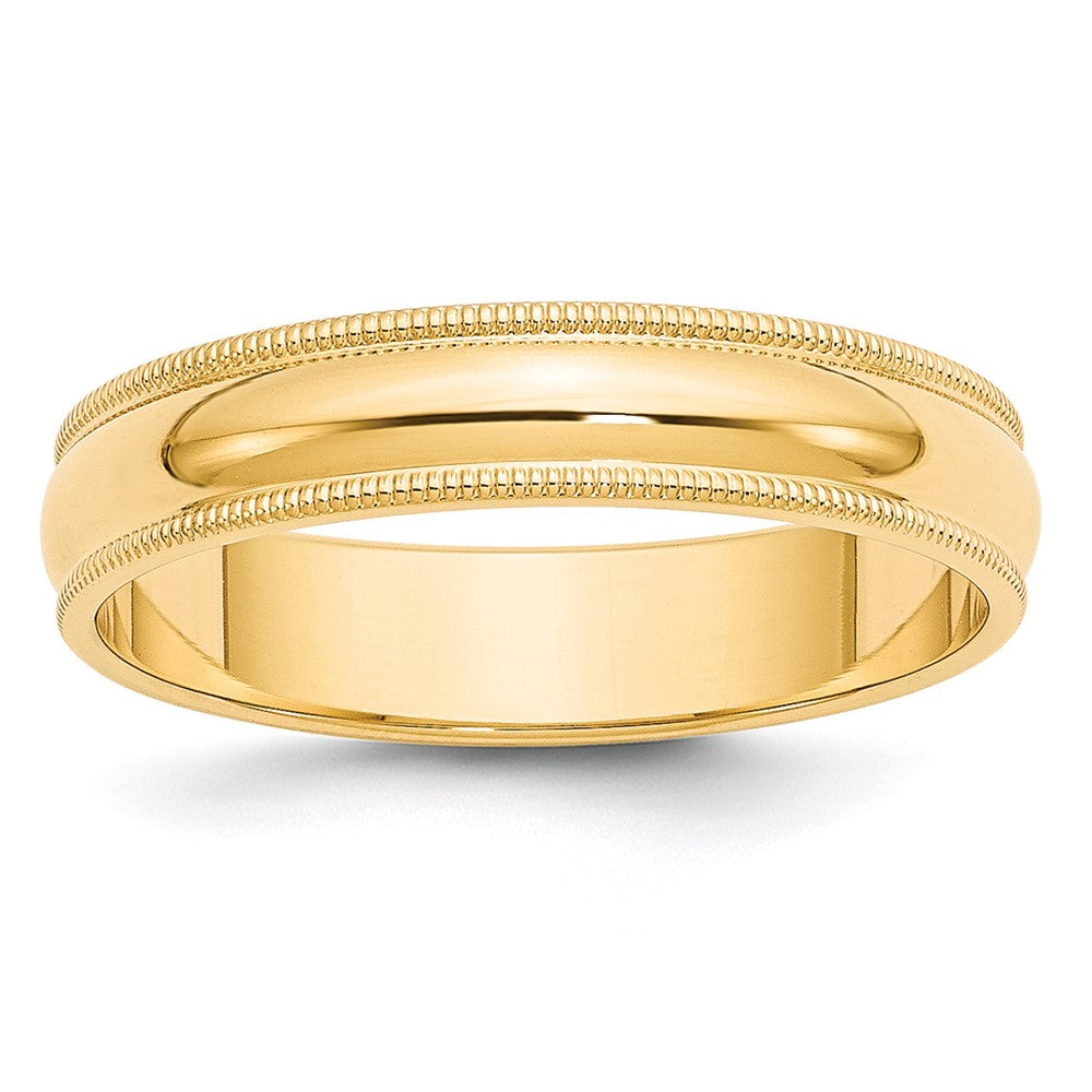 10KY 5mm Milgrain Half Round Band Size 8.5