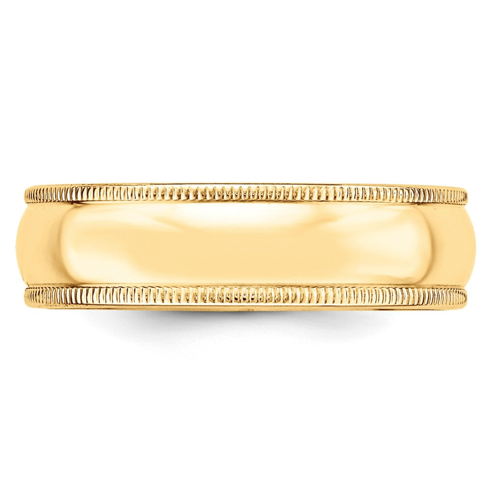 10KY 6mm Milgrain Half Round Band Size 6