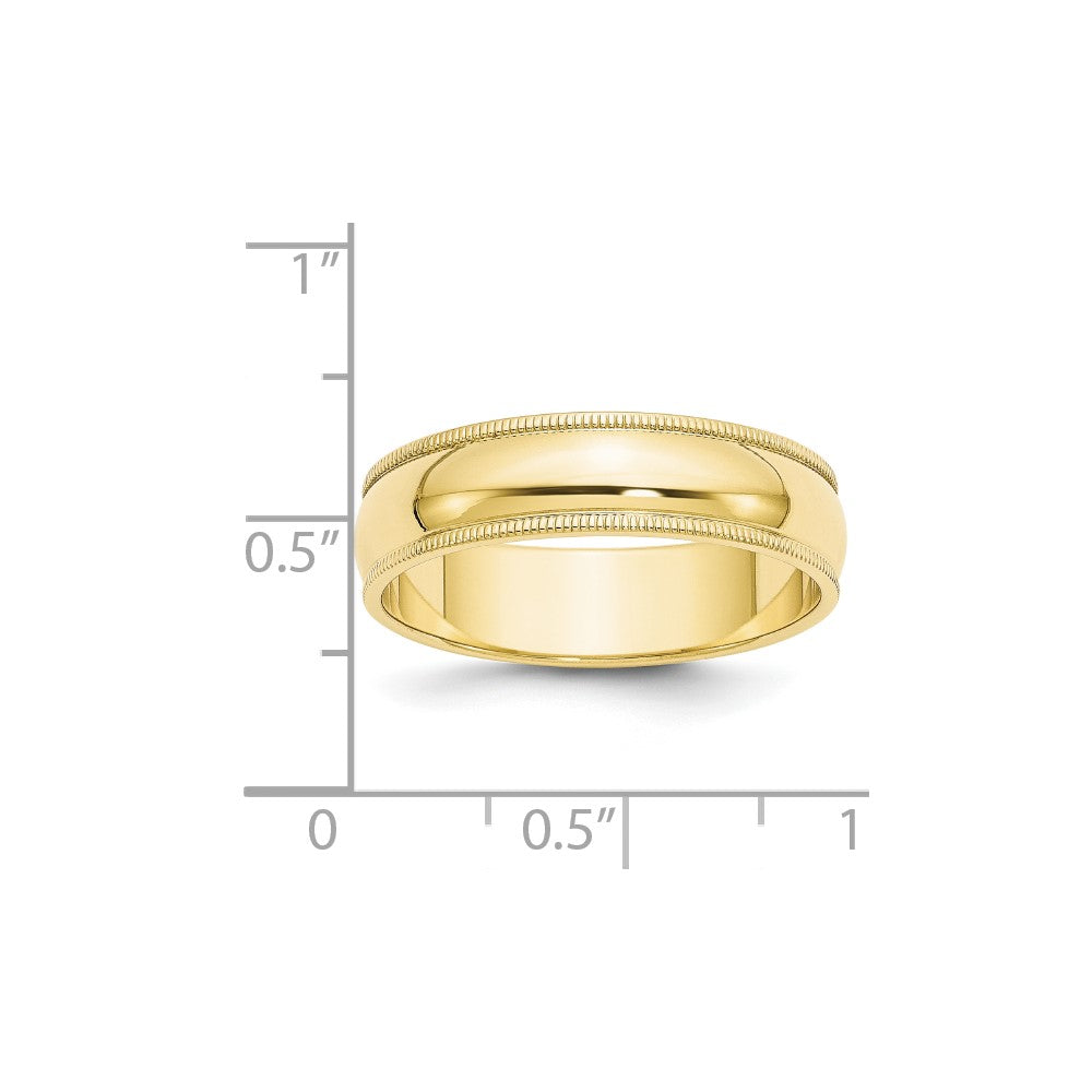 10KY 6mm Milgrain Half Round Band Size 11.5