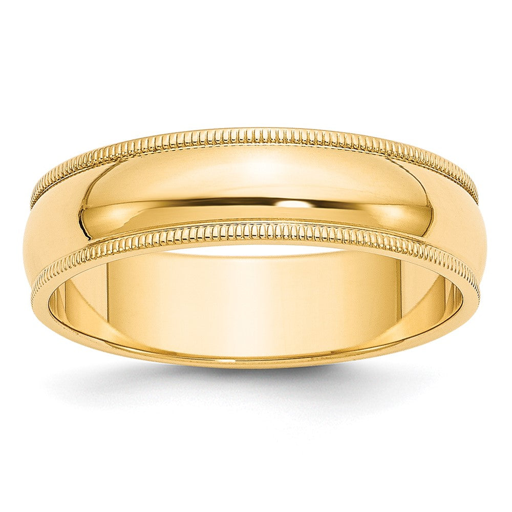 10KY 6mm Milgrain Half Round Band Size 11.5