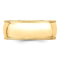 10KY 8mm Milgrain Half Round Band Size 11.5