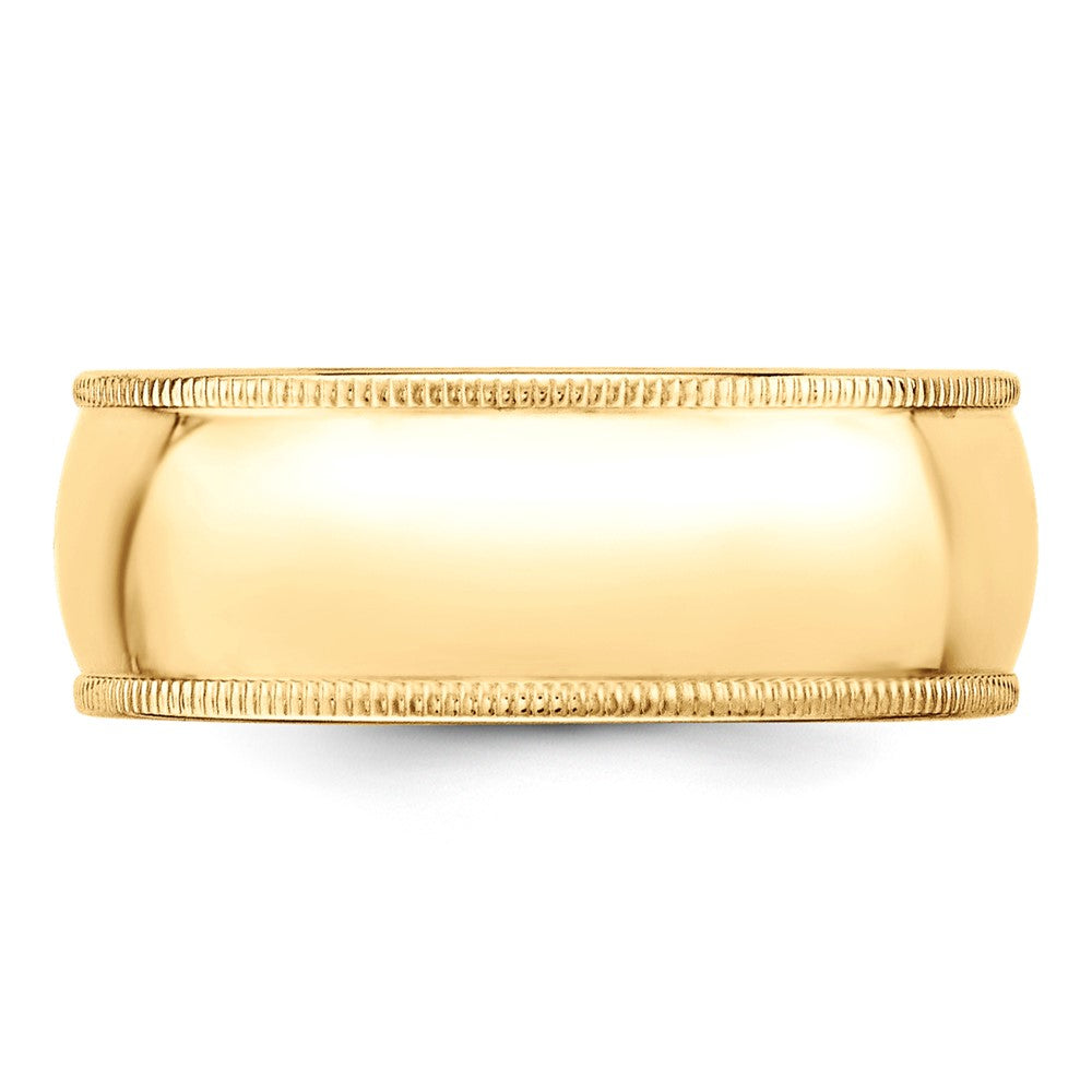10KY 8mm Milgrain Half Round Band Size 13