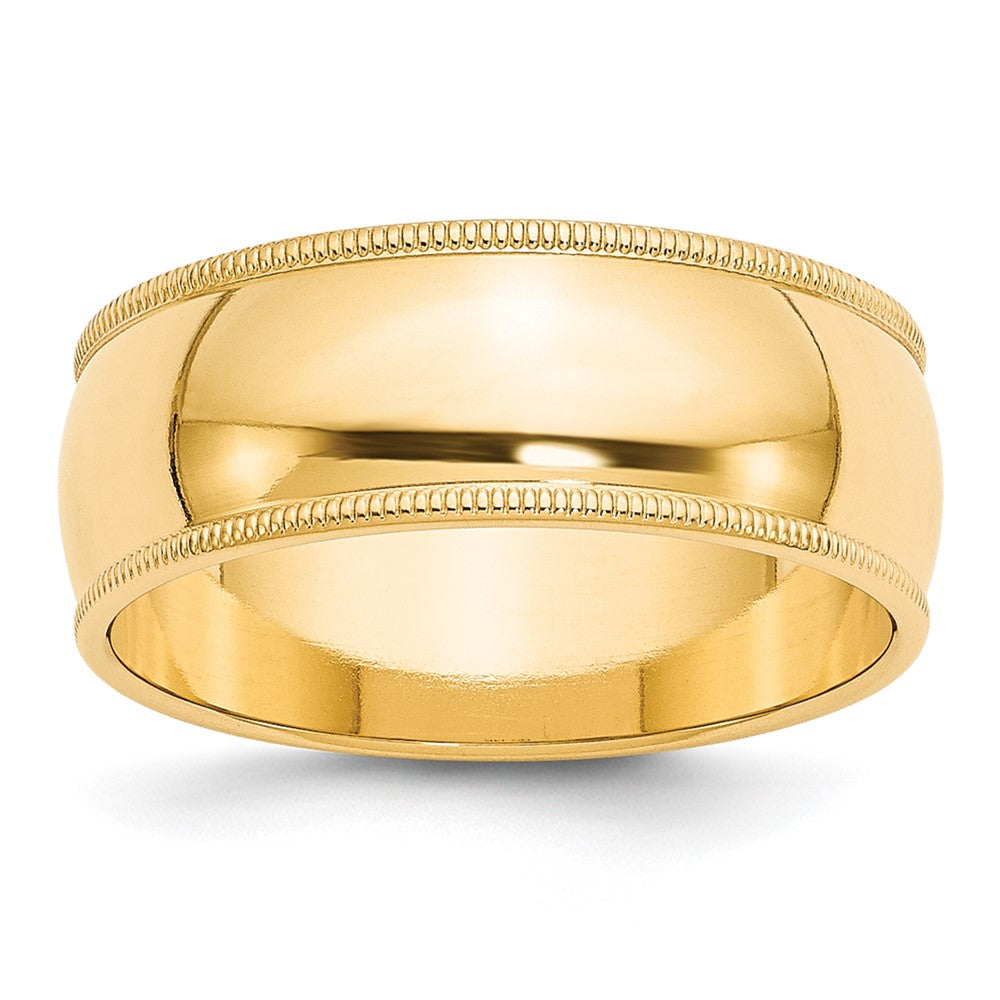 10KY 8mm Milgrain Half Round Band Size 12