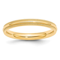 10KY 3mm Milgrain Comfort Fit Band Size 9