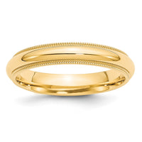 10KY 4mm Milgrain Comfort Fit Band Size 4