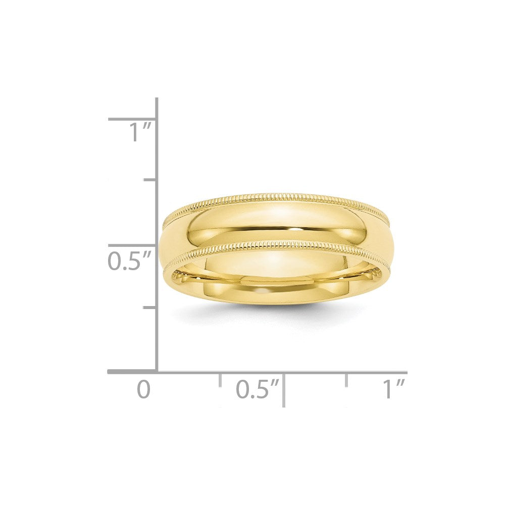 10KY 6mm Milgrain Comfort Fit Band Size 13