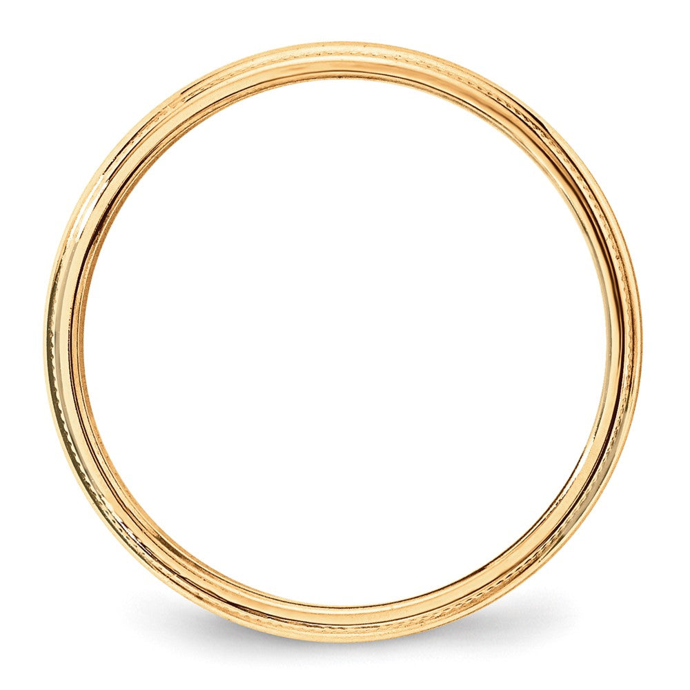 10KY 3mm LTW Milgrain Half Round Band Size 8.5