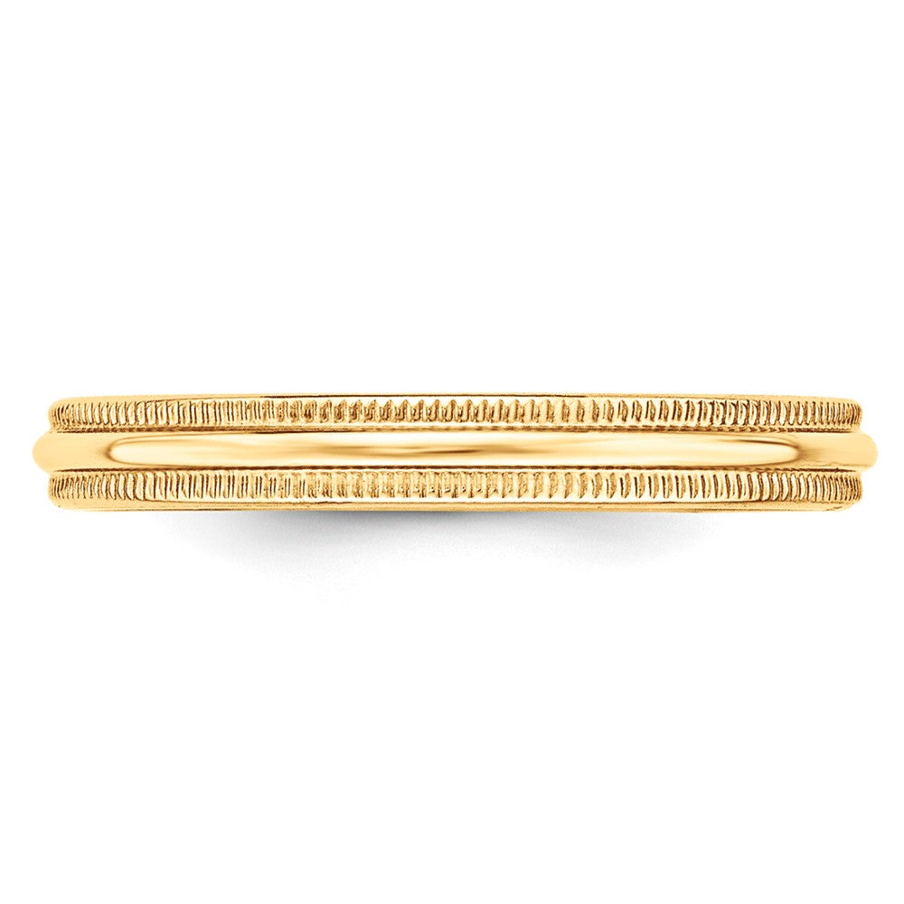10KY 3mm LTW Milgrain Half Round Band Size 10