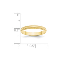 10KY 3mm LTW Milgrain Half Round Band Size 4