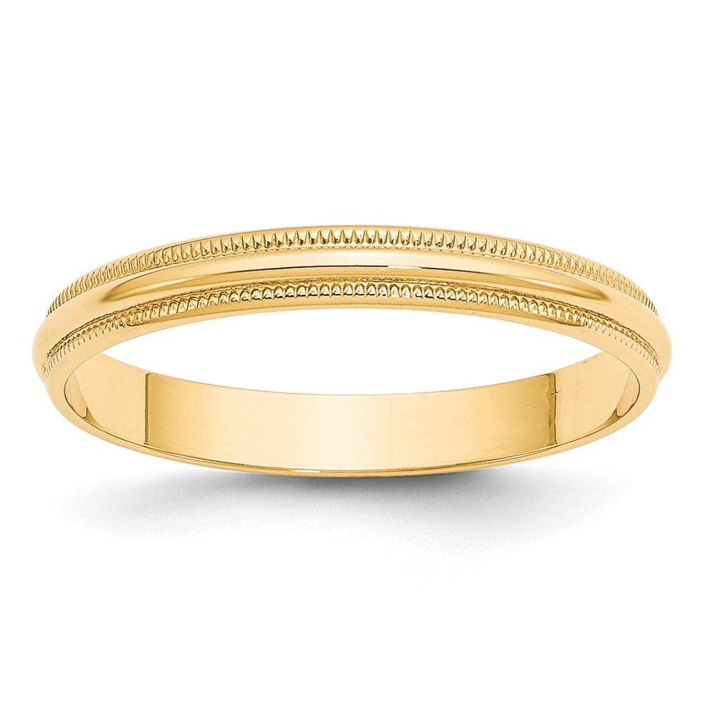 10KY 3mm LTW Milgrain Half Round Band Size 10