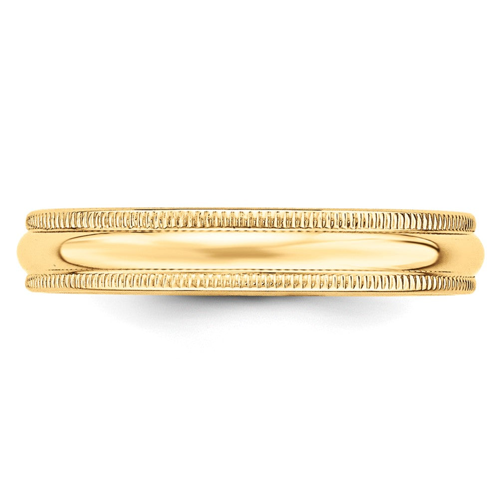 10KY 4mm LTW Milgrain Half Round Band Size 9.5